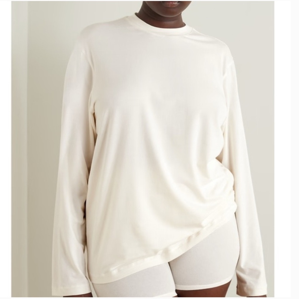 SKIMS Boyfriend Long Sleeve T-Shirt Marble Oversized Tee Size XS